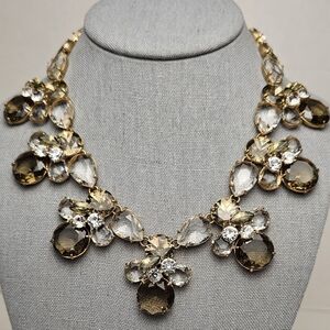 [J. Crew] Smokey Crystal Drop Bib Bumble Bee Statement Necklace